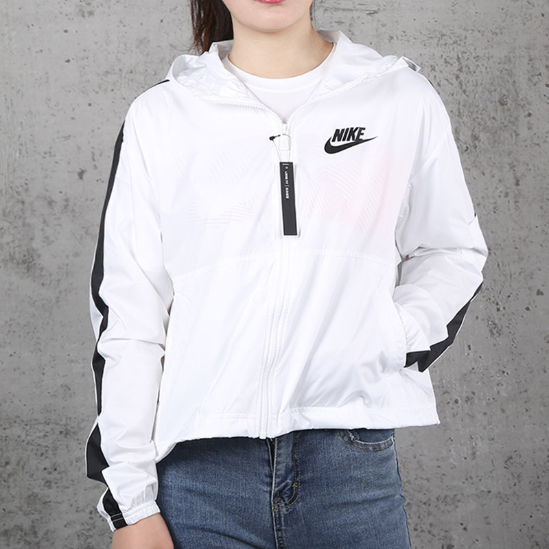 nike耐克运动套装2022夏季新款连帽防风白色运动套装