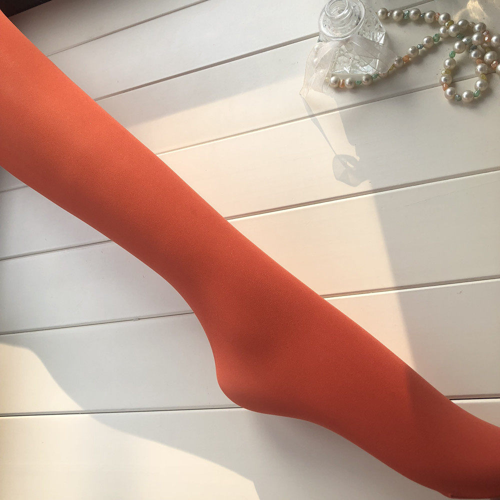 热情正红红色40d哑光天鹅绒丝袜派对橘红色黄色连裤袜