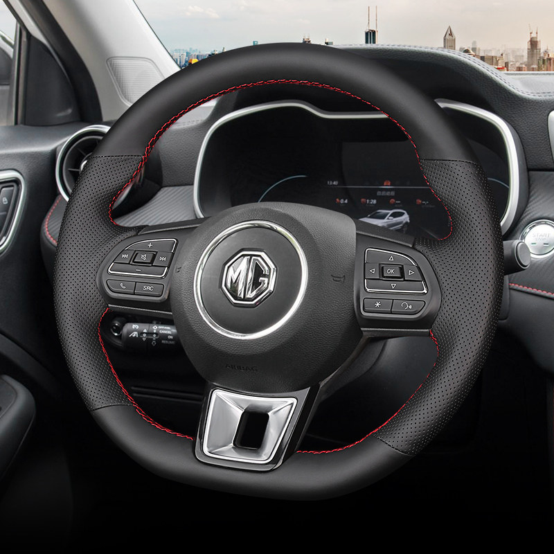 名爵方向盘改装毛皮适用hszsmg领航缝制方向盘套