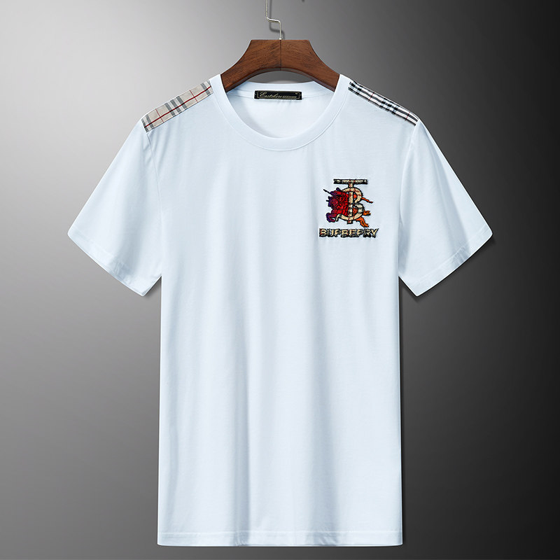 欧洲站战马字母刺绣图案短袖恤男潮牌潮流修身t恤