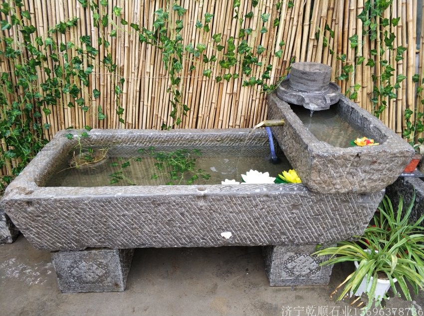 石槽鱼缸青石老旧石槽石缸旧牛槽马槽洗手盆养鱼石槽流水石雕摆件
