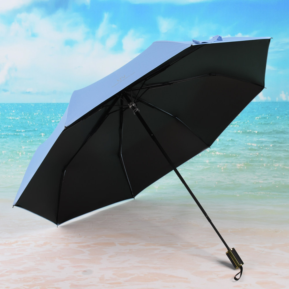 日系纯色小清新防晒遮阳伞黑胶防紫外线折叠伞防风雨伞晴雨两用女