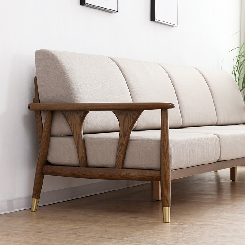 北欧实木沙发组合木质日式家具冬夏两用客厅实木沙发