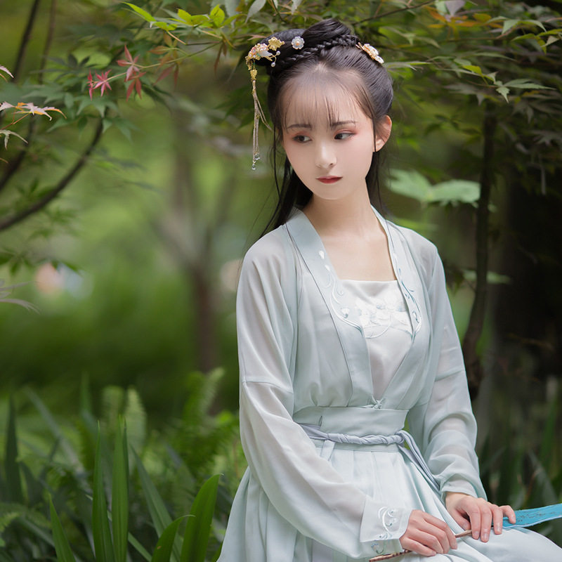 汉服女夏季传统对襟齐腰襦裙修身显瘦吊带古装汉服