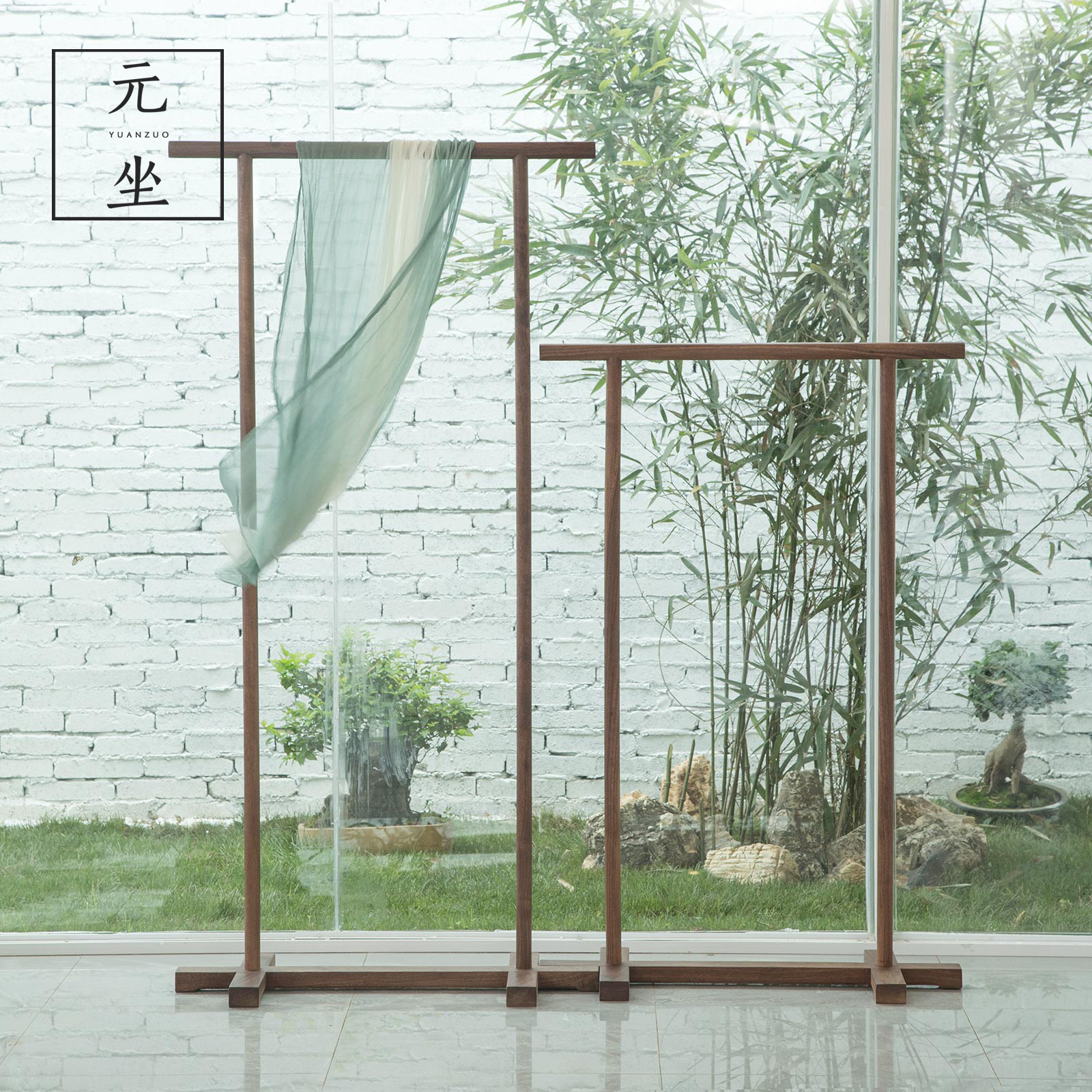 元坐北美黑胡桃木免漆家具实木禅意挂衣架简约新中式老榆木衣帽架