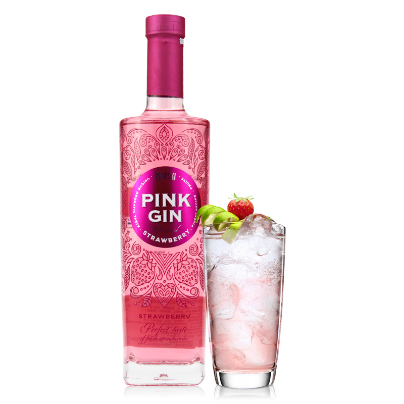 pink洋酒进口波兰500ml金酒利口酒草莓gin粉红金酒