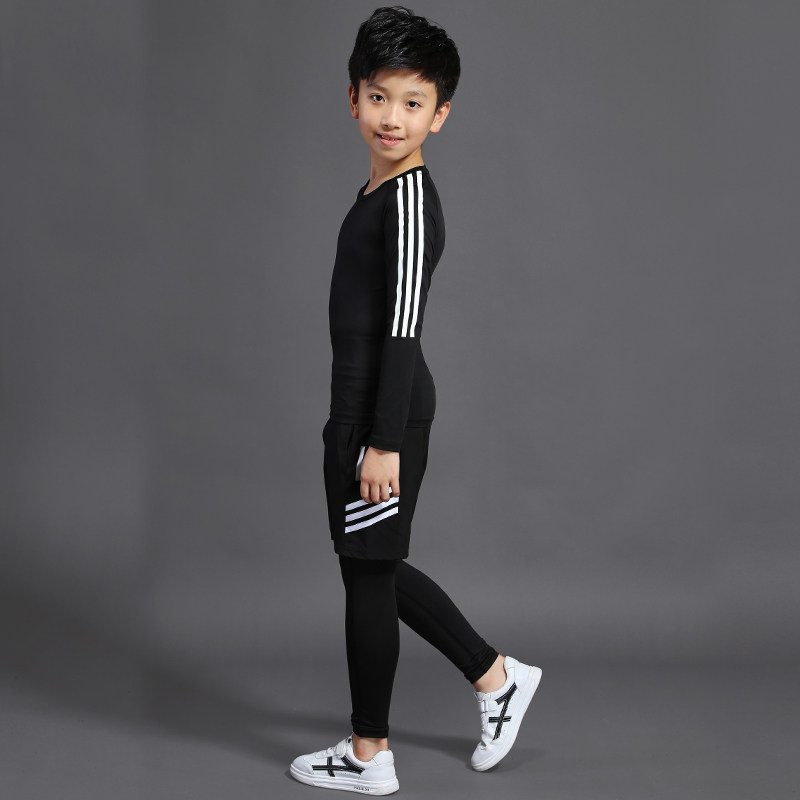 儿童运动紧身衣套装男童童速干衣健身训练小孩健身套装