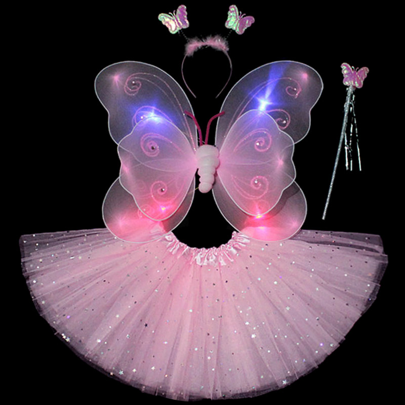 六一儿童节礼物小女孩饰天使演出服发光蝴蝶翅膀奇妙仙子翅膀