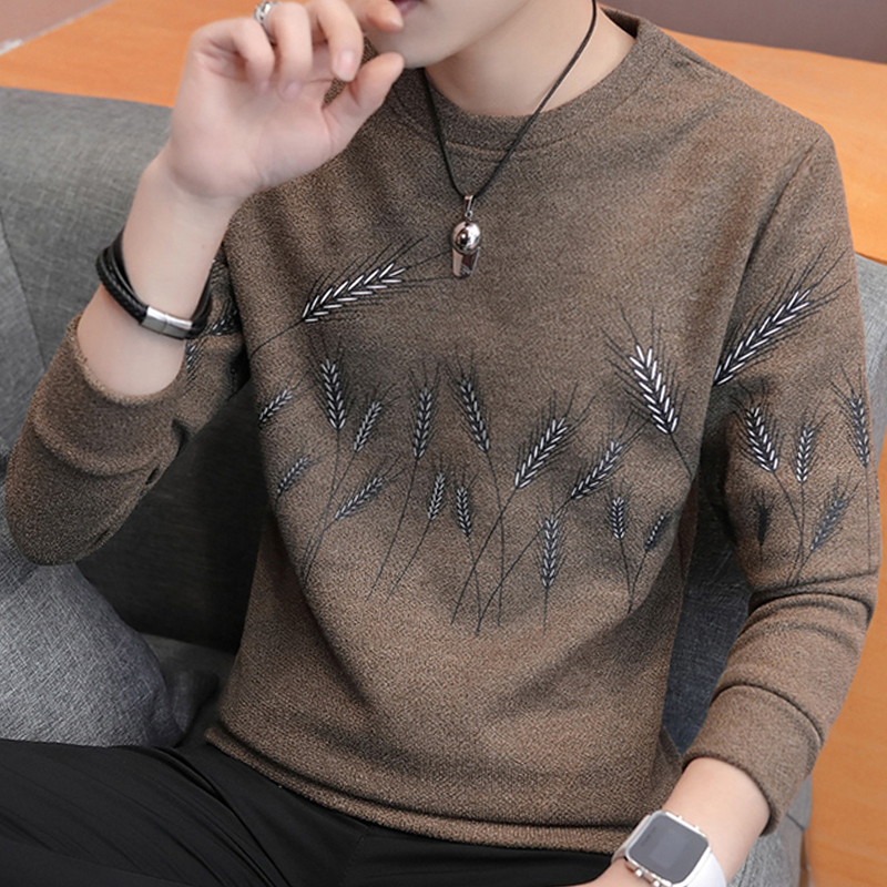 男长袖t恤加绒卫衣2022年春秋冬季新款男装打底衫潮流保暖上衣服