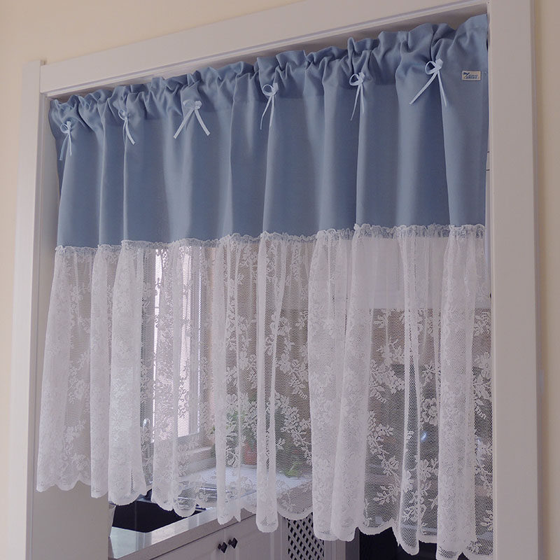 田园新款拼接纱帘布艺隔断遮挡拉帘窗帘家用定制窗帘