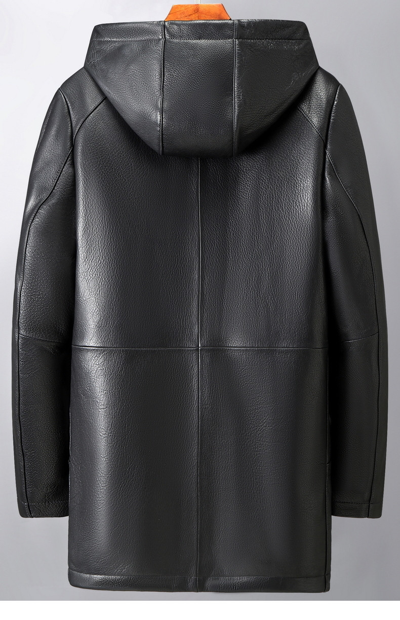 中年鹿皮皮衣男纯连中长皮夹克头层进口真皮商务皮衣