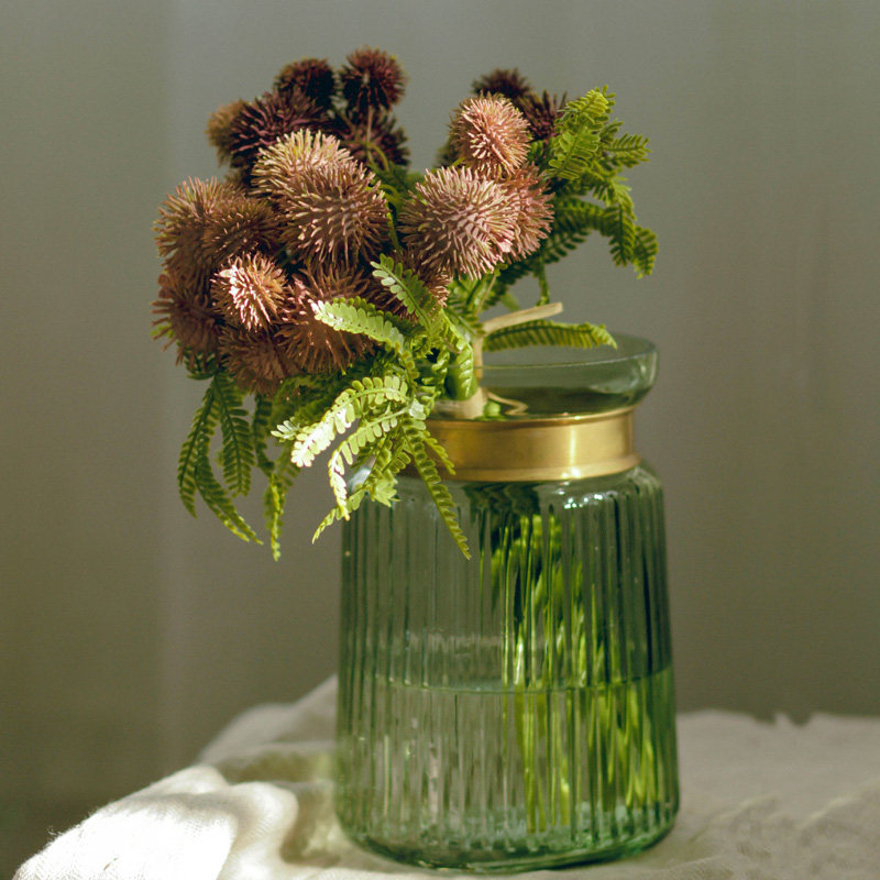 左岸麦田 菲利斯绿色玻璃花瓶摆件 美式水培插花花器大小号两款选