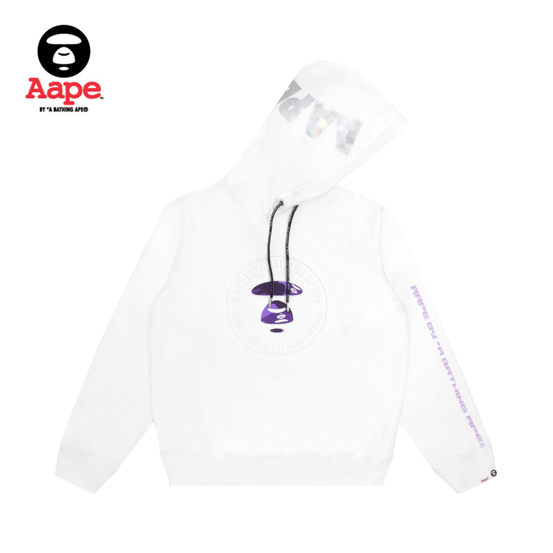 Aape女装秋冬迷彩猿颜圆章压印浮凸字母印花加绒连帽卫衣3761XAF