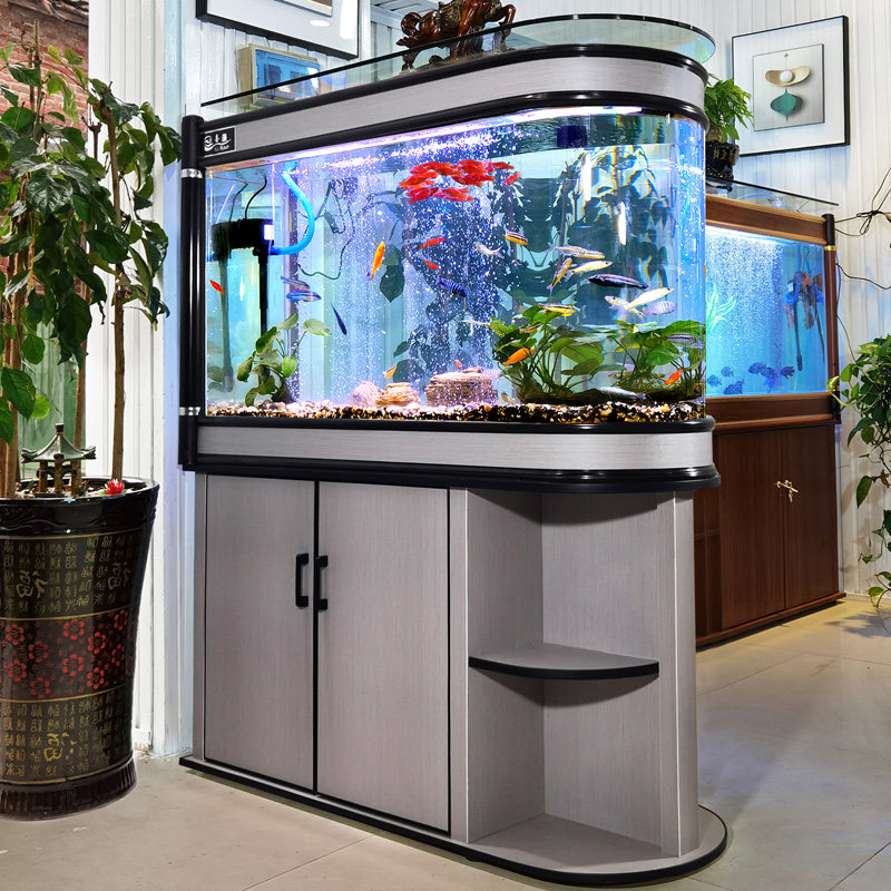 鱼缸懒人子弹头水族箱客厅小型家用屏风金鱼缸换水鱼缸