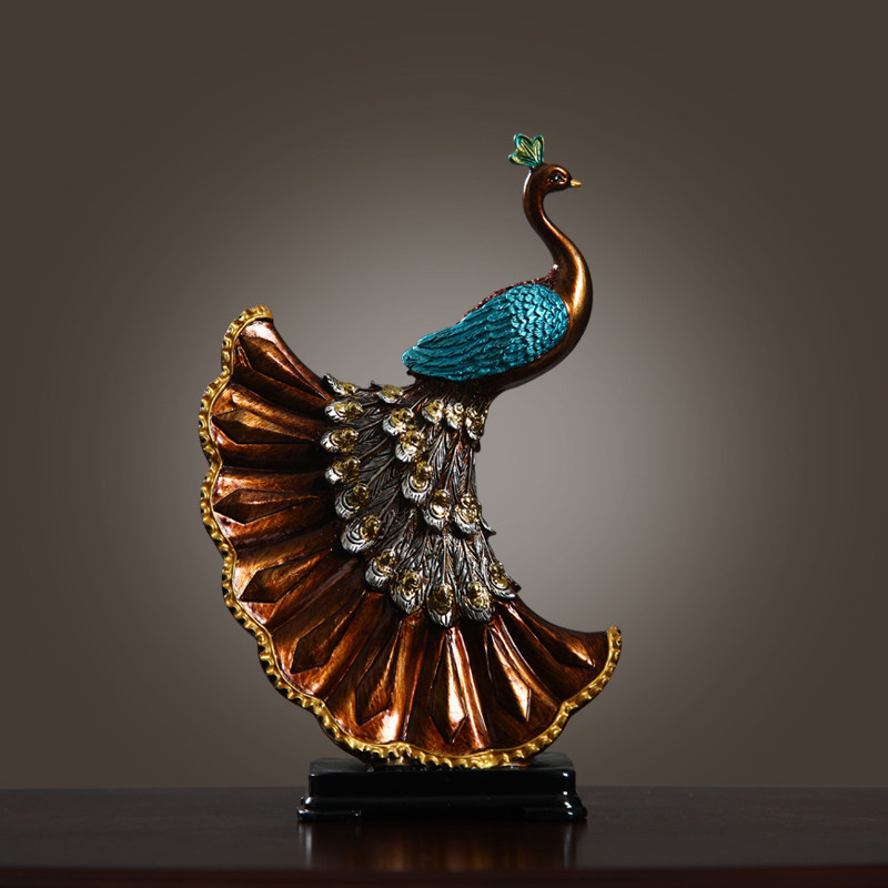 新中式办公室招财孔雀摆件家居装饰品客厅酒柜装饰品摆设新婚礼物