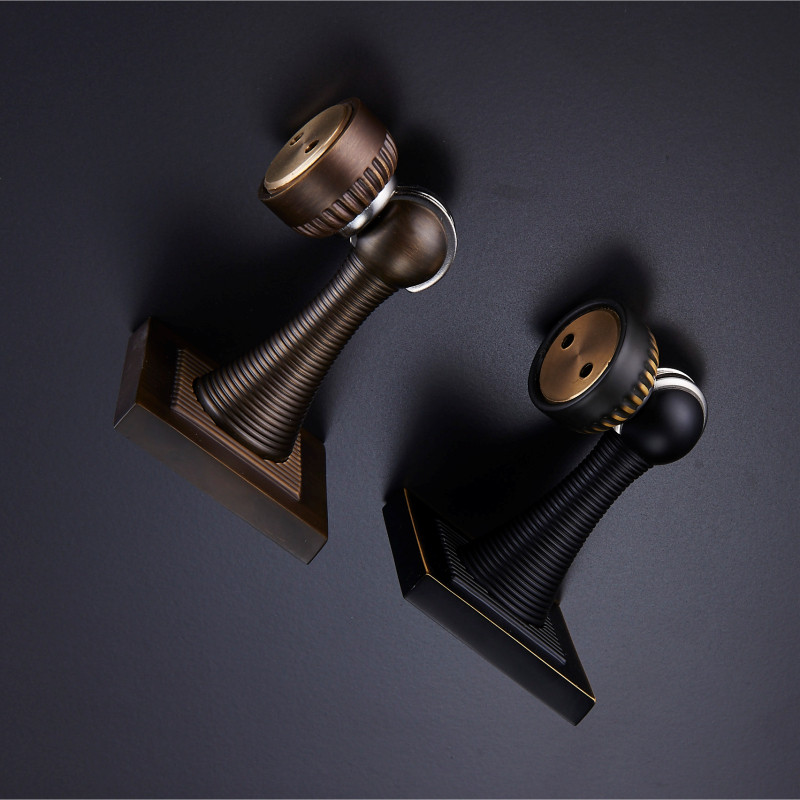 道鲁全铜新款条纹门吸地个性美式现代黑色墙吸门吸