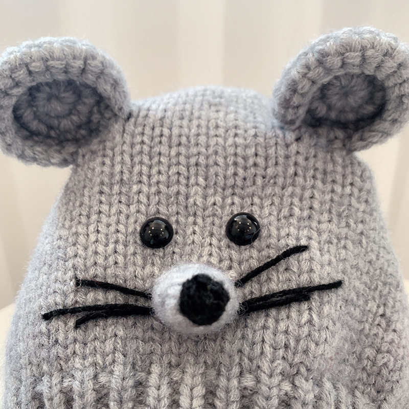 婴儿帽子韩版可爱超萌小老鼠宝宝针织宝宝秋冬帽子