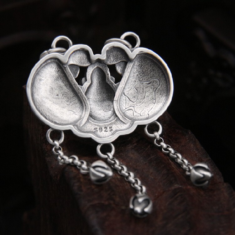 s925纯银银蝙蝠吊坠文艺复古做旧项链挂坠银饰品项坠