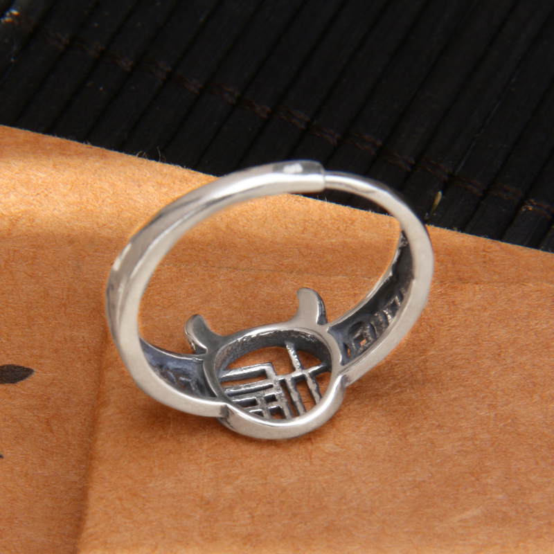 本命年生肖福牛牛头戒指纯银牛年鸿运当头泰银转运戒指