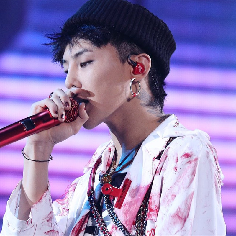 gd权志龙母胎同款圆形红珠耳环耳圈s925纯银耳环