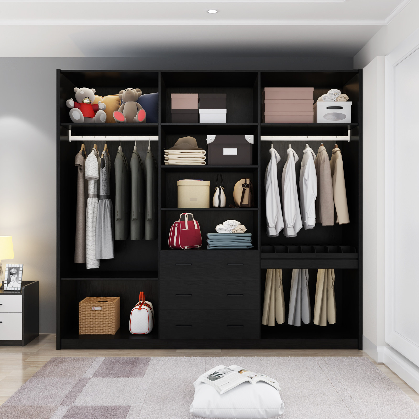 衣柜定做家具整体现代简约组合开门新款亮光烤漆衣柜