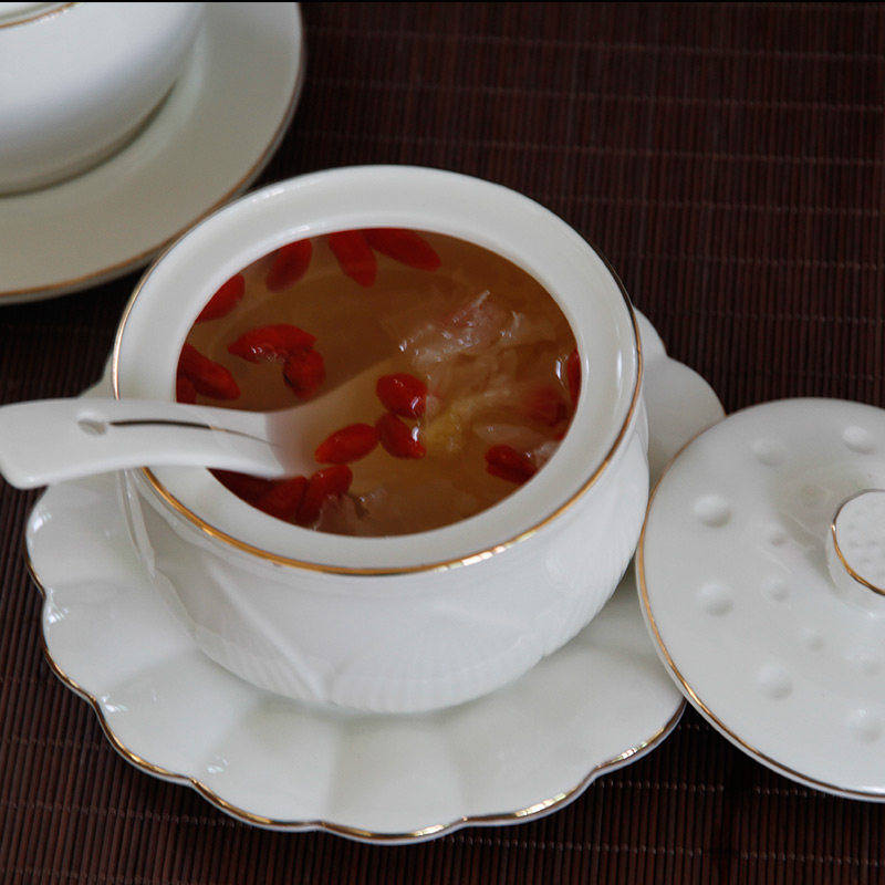 福康酒店燕窝陶瓷炖盅小号带盖隔水炖盅碗1人份纯白蒸盅炖罐