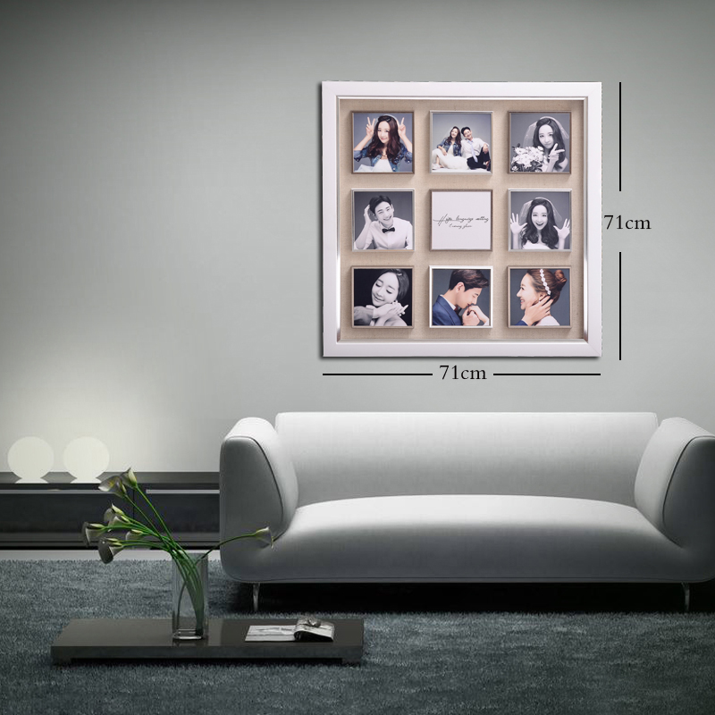 韩式九宫格照片墙简约婚纱照放大相框挂墙创意宝宝照全家福大相框