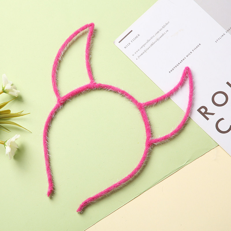 六一节女儿童表演牛年头饰新年牛角发箍红色头箍牛角发夹网红发卡