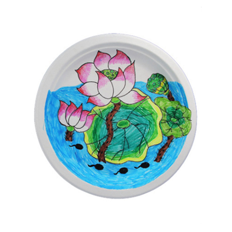 儿童diy纸盘画彩色白色创意幼儿园手工动物一次性纸碟子7寸材料