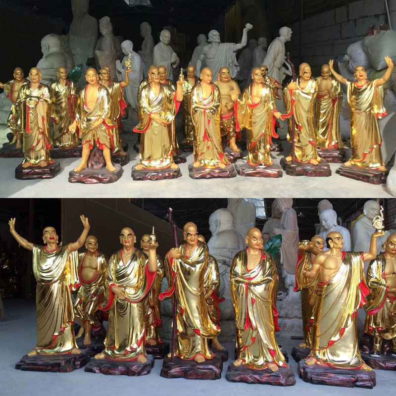 十八罗汉神像降龙金身大雄宝殿寺庙护法树脂装饰摆件