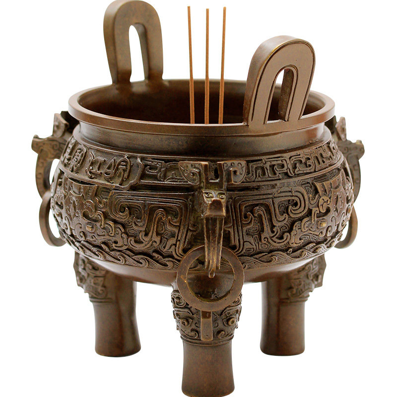 香炉青沉仿古纯铜大号足鼎佛堂居室烧香焚香香薰炉