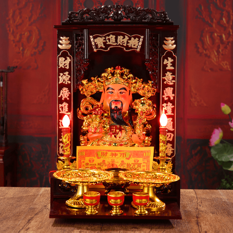 财神爷佛龛套装神台陶瓷文武财神爷佛像套装开光招财供奉礼品摆件