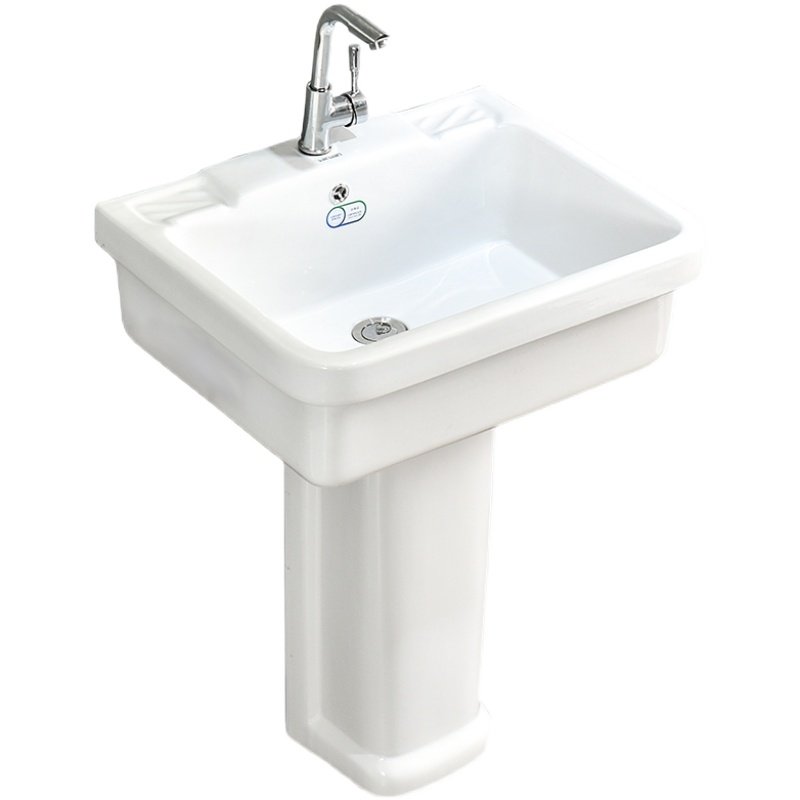 洗衣盆带搓衣板洗衣洗手洗脸盆水池水槽陶瓷阳台盆台一体成型式台盆