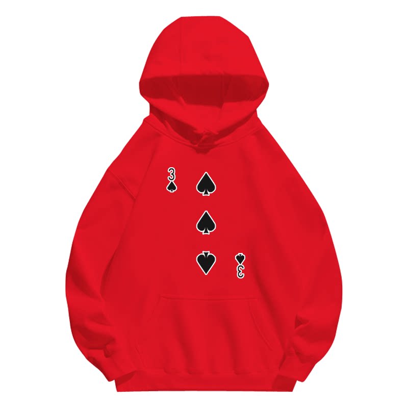 全套一副扑克牌图案黑桃ajqk可定制秋冬季上衣服男女加绒连帽卫衣