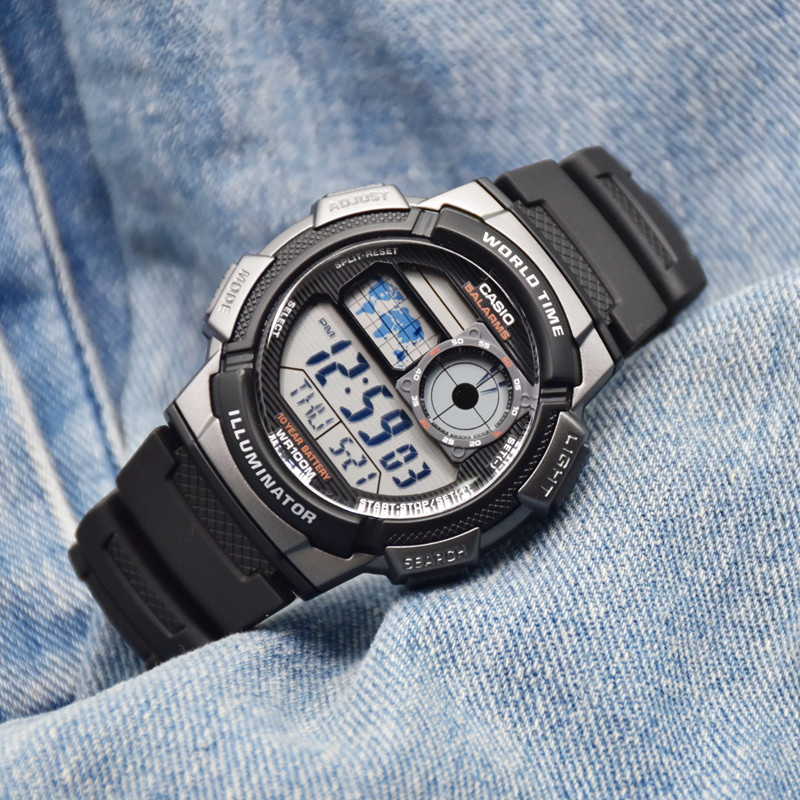 手表卡西欧防水电子表男表多功能时尚运动学生ae2000w1a日韩腕表