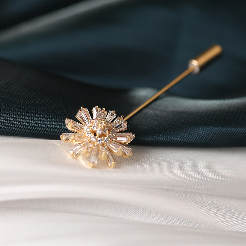 简约风雪雪花一字胸针大衣装饰品固定衣服西装胸针