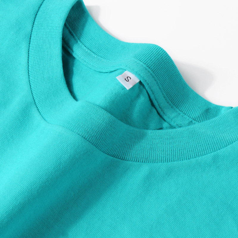 日系重磅高级蒂芙尼tiffany蓝纯纯棉短袖恤小领口t恤