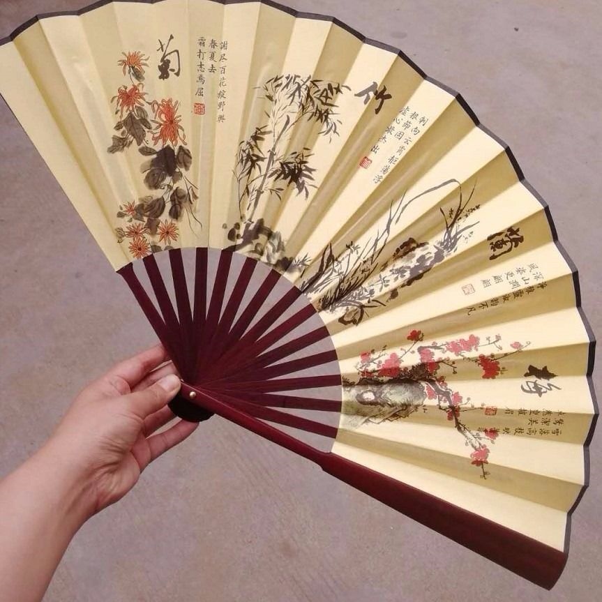折扇10寸礼品绢扇梅兰竹菊扇子中国国风古典文化扇子