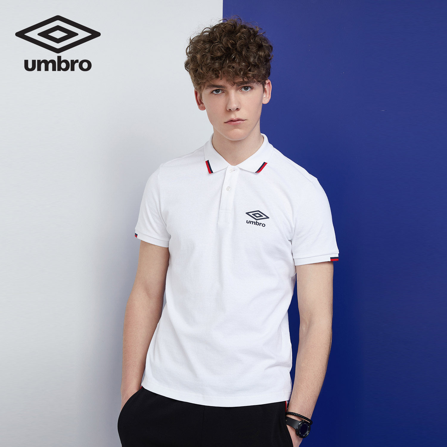 umbro茵宝2019春季新款运动休闲短袖恤男子棉舒适运动polo衫