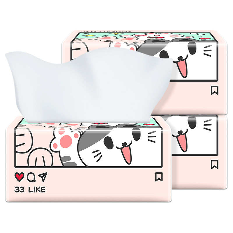 春竹大规规格320张抽纸ins猫家家用家庭卫生抽纸