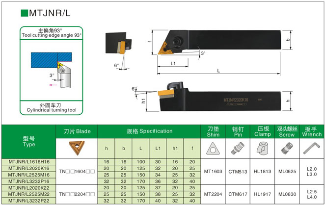 数控刀杆 93度三角形外圆车刀杆mtjnr l2020k16 2525m16车床刀具 - 爱