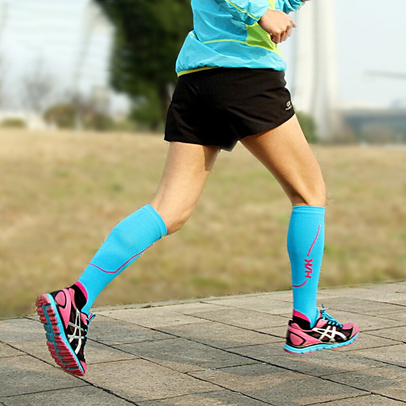 悍将专业马拉松跑步袜男女压缩袜毛巾底长筒运动袜速干长袜子重马