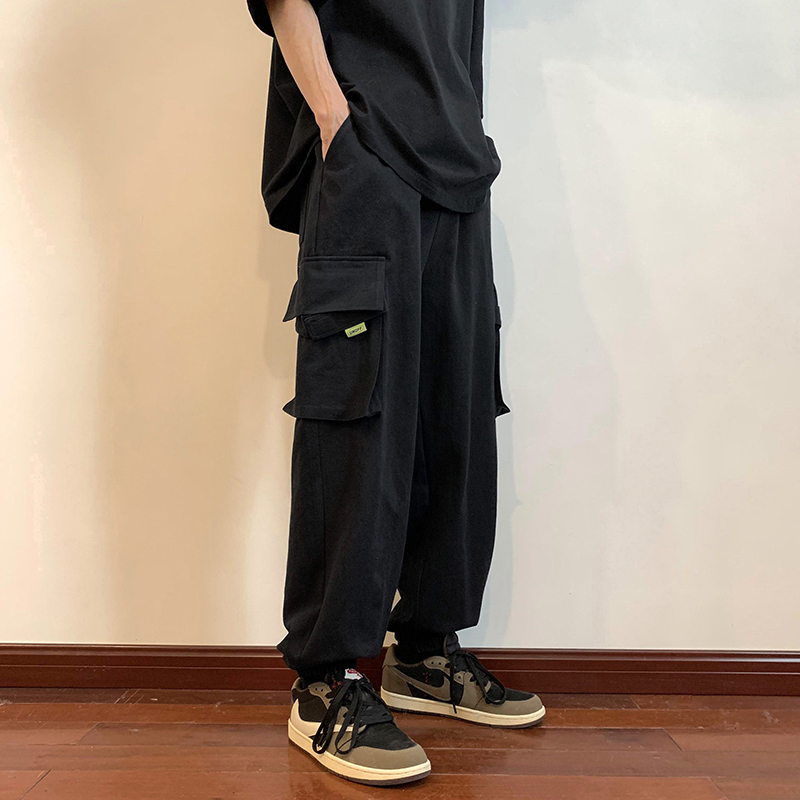 工装裤男夏季ins潮牌痞帅日系九分束脚裤港风百搭宽松休闲裤子男