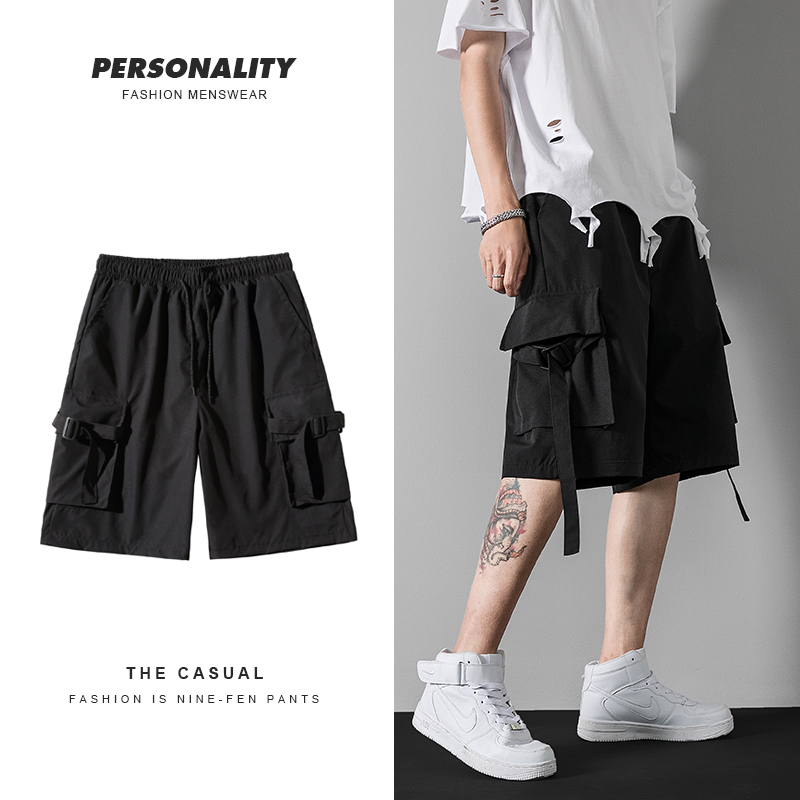 短裤男2022夏季外穿潮流百搭宽松直筒五分工装中裤潮牌薄款休闲裤