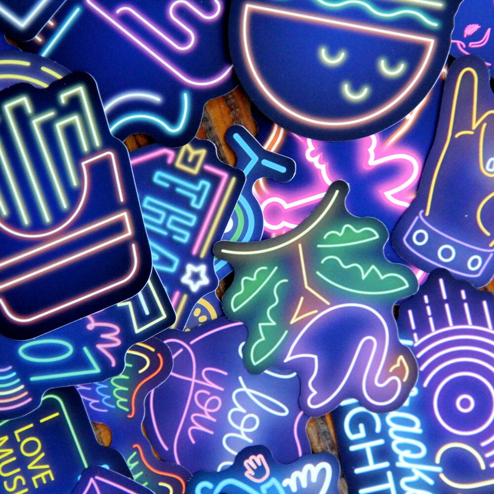 50张霓虹灯夜店涂鸦个性笔记本电脑行李箱头盔ipad防水笔记本个性小