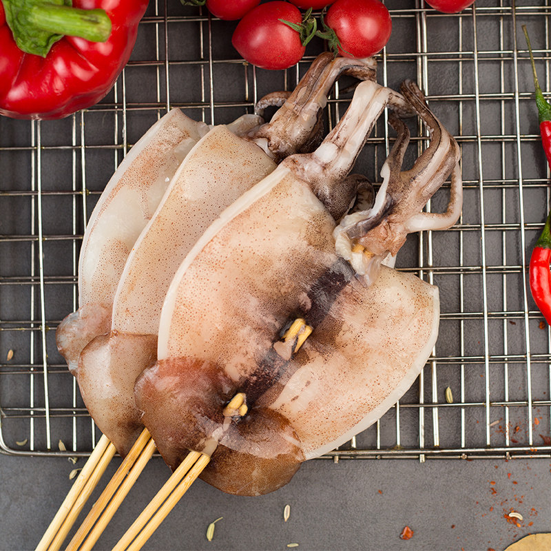100克铁板鱿鱼板串生冷冻商用烧烤半成品食材串串冷冻鱿鱼