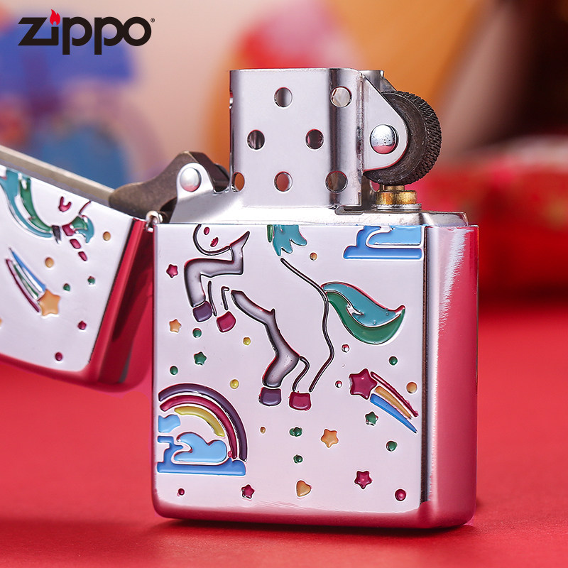 zippo芝宝正版打火机星空独角兽彩色镜面正品防风zippo