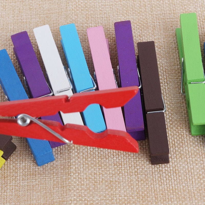 彩色夹子长7cm大号木夹diy儿童手工材料创意美术照片墙木质夹子