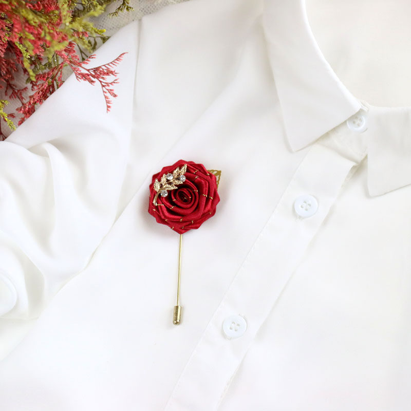 玫瑰花胸针气质红色百搭胸花礼服西装毛衣长针胸针