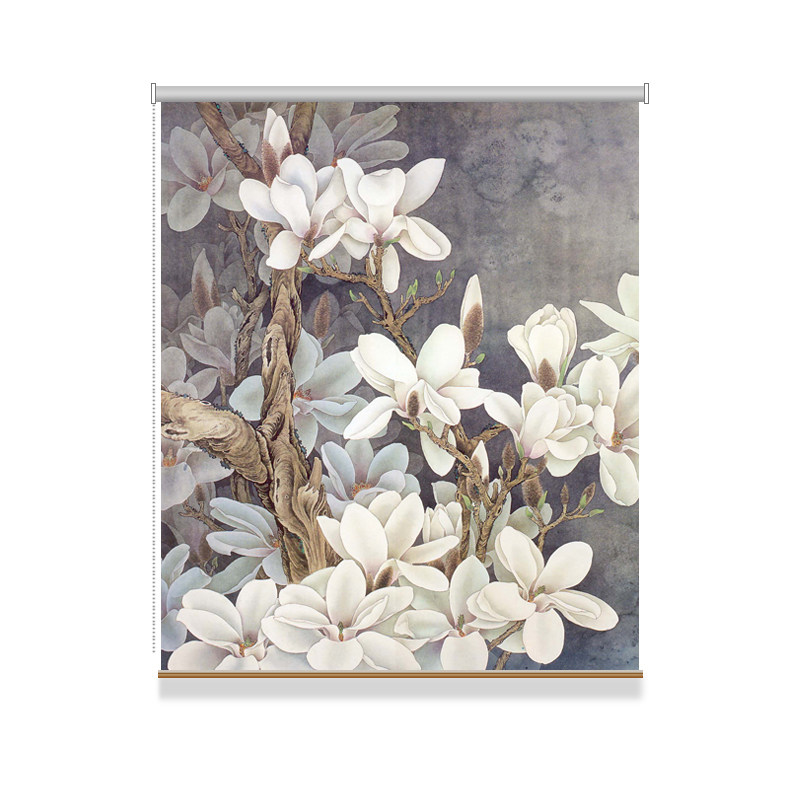 中国风复古典工笔画拉卷帘客厅卧室包邮隔断遮光遮阳定制艺术窗帘